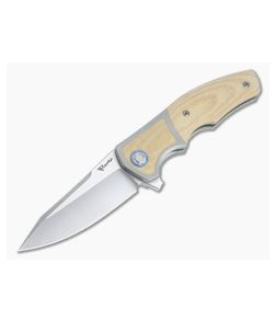 Reate x Lambert Mini Crossroads Satin M390 Antique White Micarta Inlaid Titanium Flipper