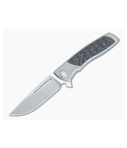 Sharp By Design Mini Evo Flipper Titanium Carbon Fiber Inlay Satin M390 Drop Point ME-01