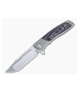 Sharp By Design Mini Evo Flipper Titanium Purple Haze FatCarbon Inlay Satin M390 Harpoon ME-06