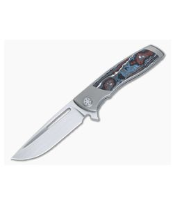 Sharp By Design Mini Evo Flipper Titanium Nebula FatCarbon Inlays Satin M390 Drop Point ME-07