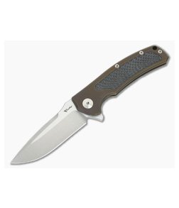 Reate Knives Mini Horizon-D Bronze Titanium Carbon Fiber M390 Frame Lock Flipper