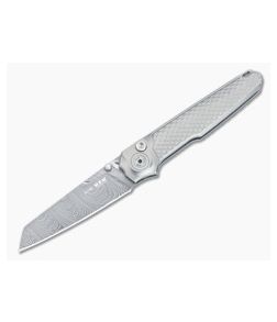 MKM Miura Limited Edition Button Lock Folder Gray Integral Ti Handle Twist Damasteel Blade MI-D-053