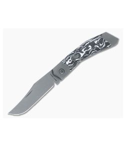 Jack Wolf Knives Mini Cyborg Jack White Marble Carbon Fiber