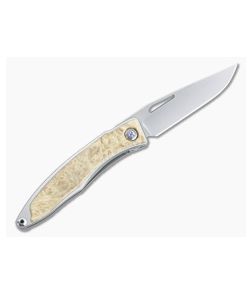 Chris Reeve Mnandi Left Handed S45VN Box Elder Wood Inlaid Titanium Dress Carry Folder 003