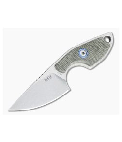 MKM Mikita Mikro 1 Vox Drop Point Stonewashed M390 Green Canvas Micarta Neck Knife MR01-GC