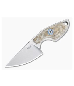 MKM Mikita Mikro 1 Vox Drop Point Stonewashed M390 Natural Canvas Micarta Neck Knife MR01-NC