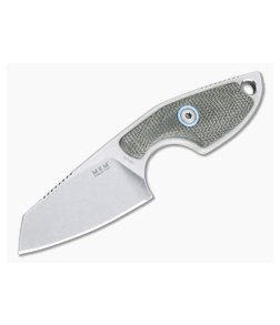 MKM Mikita Mikro 2 Vox Sheepsfoot Stonewashed M390 Green Canvas Micarta Neck Knife MR02-GC