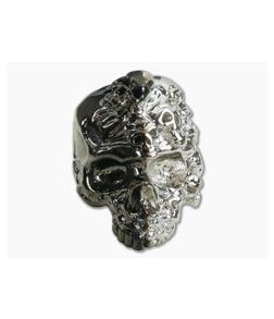 Schmuckatelli Mind Skull Bead Split Finish Hematite/Rhodium Plated Pewter