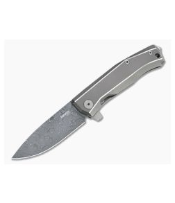 LionSteel Myto Stainless Damascus Gray Titanium Frame Lock Flipper