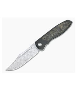 Sharp By Design Mini Tempest Bowie Damasteel Gold Dark Matter FatCarbon PVD Front Flipper Knife