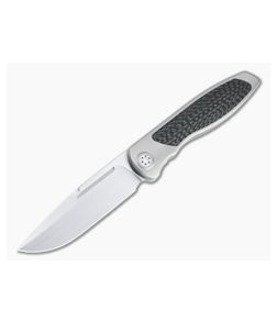 Sharp By Design Mini Tempest Drop Point Satin M390 Carbon Fiber Front Flipper Knife