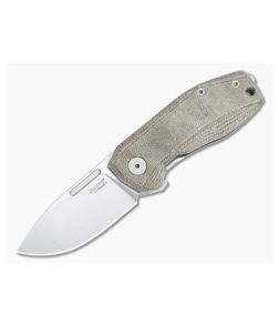 LionSteel Nano Frame Lock Flipper Natural Canvas Micarta Handle Satin MagnaCut Drop Point NA01-CVN