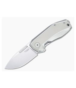 LionSteel Nano Frame Lock Flipper Grey Titanium Handle Satin MagnaCut Drop Point NA01-GY