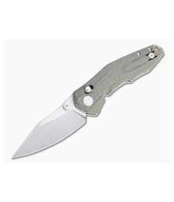 GiantMouse ACE Nazca Satin M390 Green Canvas Micarta Crossbar Lock Folder