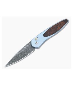 Protech Newport Custom Blue Titanium Damascus
