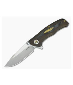 Reate Knives New Torrent Carbon Fiber Inlay Bronze Titanium Frame Lock Flipper Satin RWL34
