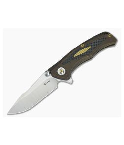 Reate Knives New Torrent Carbon Fiber Inlay Bronze Titanium Frame Lock Flipper Two-Tone RWL34