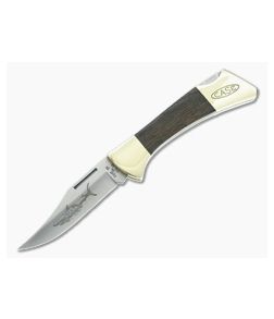 Case 1988 Mako Back Lock Pakka Wood Handles Satin Tru-Sharp Blade Pre-Owned