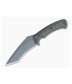 RMJ Tactical Peregrine Fixed Blade Dirty Olive G10 Tungsten Cerakote Nitro-V Recurve Tanto Blade