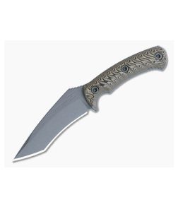 RMJ Tactical Peregrine Fixed Blade Hyena Brown G10 Tungsten Cerakote Nitro-V Recurve Tanto Blade