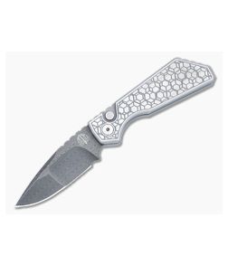 Protech PT Plus Custom Auto Steel Gridlock Handles Mike Irie Compound Ground Damascus Drop Point PT-2023-003-017