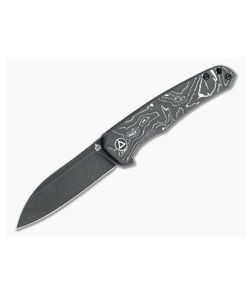 QSP Knives Otter Black Stonewashed S35VN Silver Foil Carbon Fiber Liner Lock Flipper QS140-A2