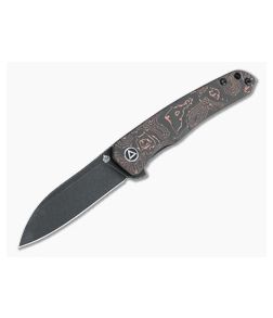 QSP Knives Otter Black Stonewashed S35VN Copper Foil Carbon Fiber Liner Lock Flipper QS140-B2