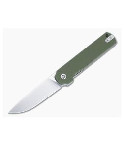 QSP Lark Liner Lock Top Flipper Green G10 Handles Hand Rubbed Satin 14C28N Drop Point 144-C