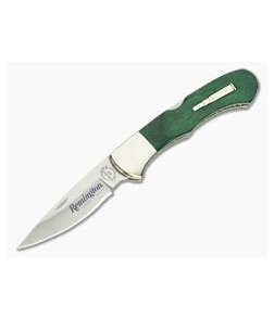 Remington 2019 Bullet Knife Green Wood Handle 420HC Blade R50032