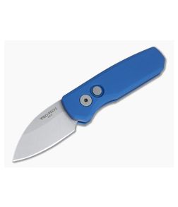 Protech Runt 5 Wharncliffe Stonewashed 20CV Smooth Blue Aluminum Automatic R5101-BLUE