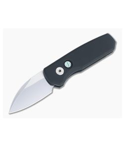 Protech Runt 5 Wharncliffe Hand Ground Mirror CPM-20CV Black Smooth Aluminum Automatic R5104