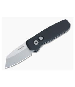 Protech Runt 5 Reverse Tanto Stonewashed MagnaCut Smooth Black Aluminum Automatic R5401