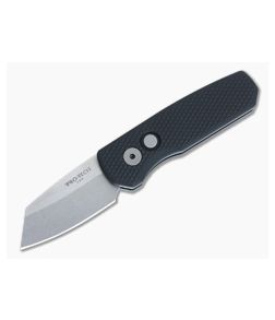 Protech Runt 5 Reverse Tanto Stonewashed MagnaCut Textured Black Aluminum Automatic R5405