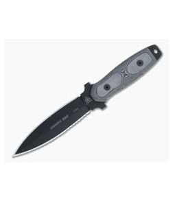 TOPS Ranger's Edge Dagger Black 1095 Black Linen Micarta Double Edge Fixed Blade RE3010