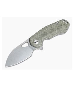 GiantMouse ACE Riv Green Canvas Micarta Stonewashed Elmax Frame Lock Flipper