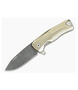 LionSteel ROK H.WAYL Hidden Clip Gold Titanium Damascus Flipper ROK DD GL