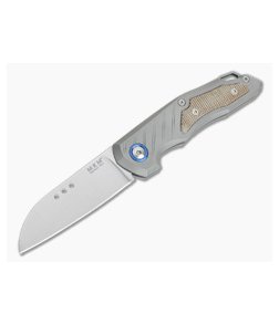 MKM Mikita Root Anso M390 Natural Canvas Micarta Inlaid Titanium Slip Joint Folder RT-NCT