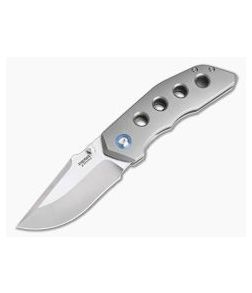 Pena Knives X Series Rhino Thumb Stud Bead Blast Titanium Satin M390