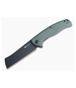 Sencut Traxler Flipper Green Canvas Micarta Black Stonewashed Sheepsfoot Blade S20057C-4