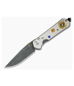 Chris Reeve Small Sebenza 21 Nichols Damascus Solar System with Pyrite 1058-02
