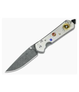 Chris Reeve Small Sebenza 21 Nichols Damascus Solar System with Pyrite 1058-06