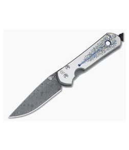 Chris Reeve Damascus Small Sebenza 21 Double Lug Unique Graphic Mother of Pearl Cabochon