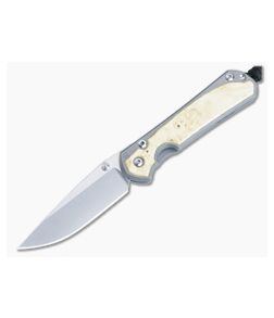 Chris Reeve Small Sebenza 31 Silver Double Lugs Stonewash S45VN Box Elder Inlaid Folder S31-1108-007