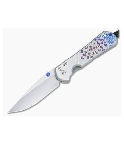 Chris Reeve Small Sebenza 31 Folder Unique Graphic Handle Blue Double Lugs Satin MagnaCut Drop Point S31-1400-029