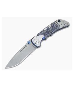 Spartan Harsey Folder Saint Michael the Archangel Special Edition Satin Blue Ano Stonewashed S35VN