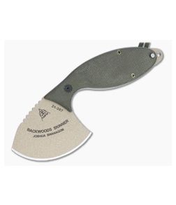 TOPS Backwoods Skinner Coyote Tan Ulu Green Canvas Micarta Fixed Blade SKIN-01