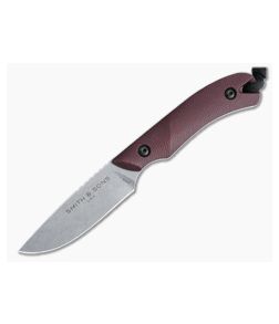 Smith & Sons Axiom V2 Stonewashed AEB-L Burgundy Richlite EDC Fixed Blade