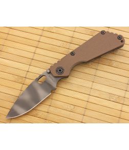 Strider SnG-S Spear Point Flat Coyote Brown G10 TigerStriped Flamed Ti 