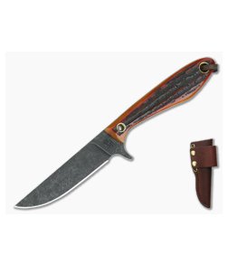 Smith & Sons Spur Darkened 1095 Amber Jigged Bone EDC Fixed Blade