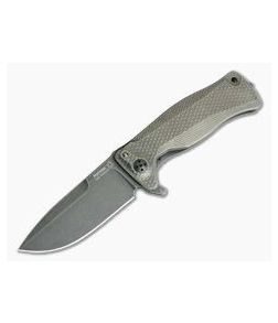 LionSteel SR-11 Integral Flipper Tumbled Black PVD Titanium Sleipner